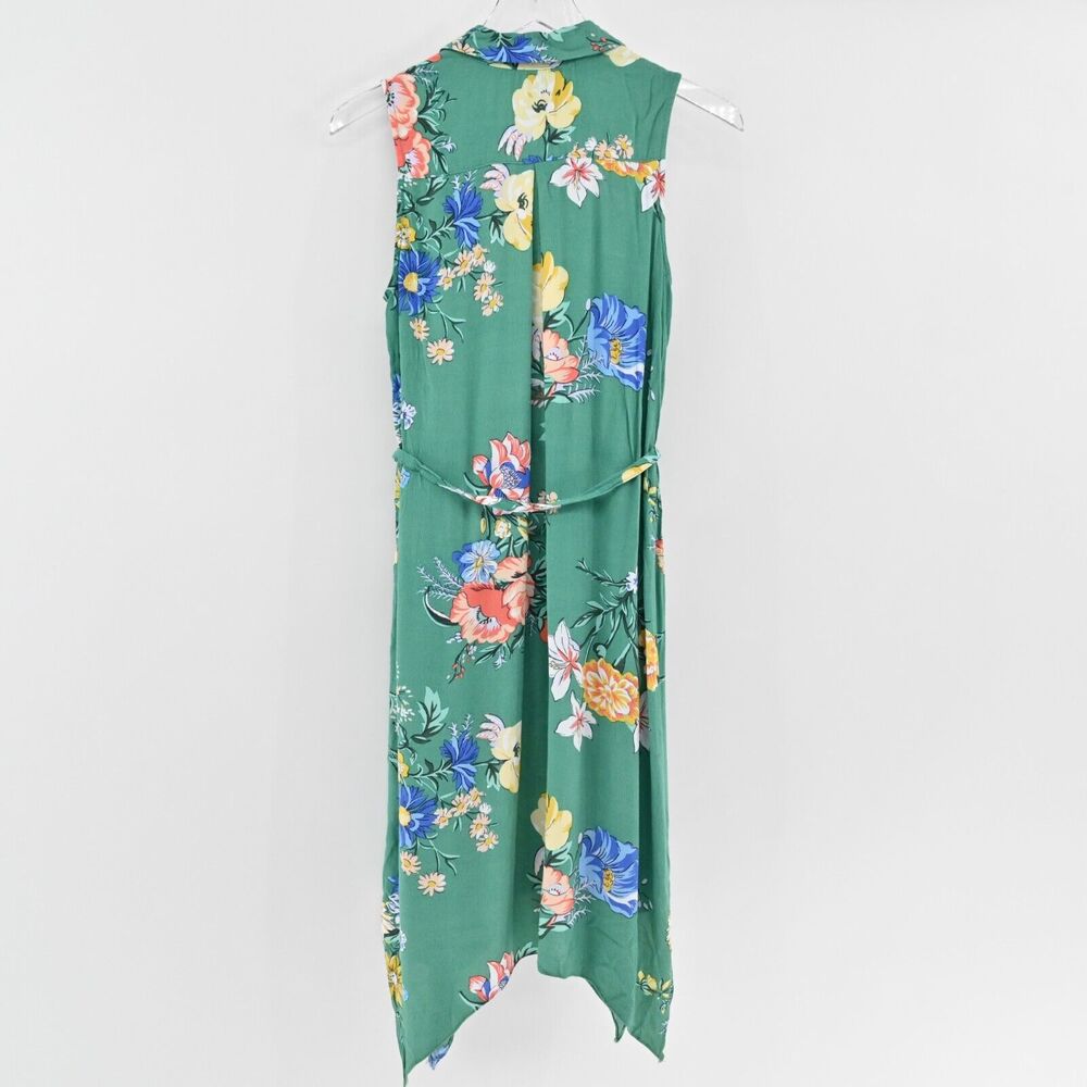 ANTHROPOLOGIE Dress Size 2 Maeve Rory Green Floral Sleeveless‎ Button Front Midi - Picture 5 of 12
